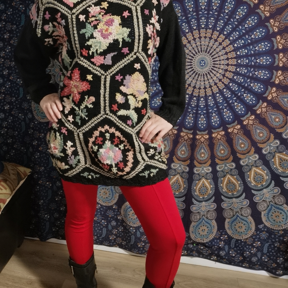 Vintage Knit Floral Sweater
